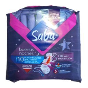 Saba Buenas Noches ultradelgada con Alas 10pzs