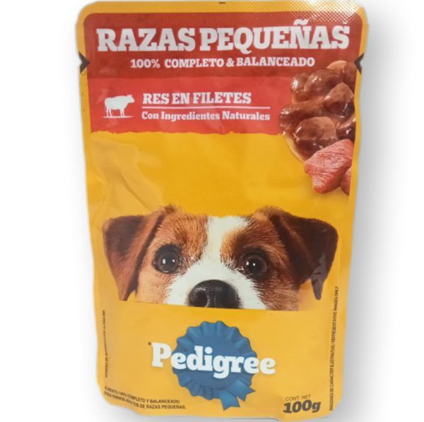 pedigree razas pequeñas res en filetes 100g