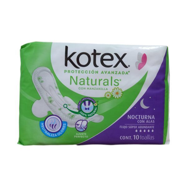 Kotex Naturals Nocturna con Alas 10pzas